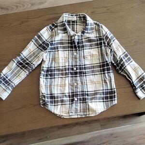 GAP Plaid Long Sleeve Shirt - Black, White, and Brown